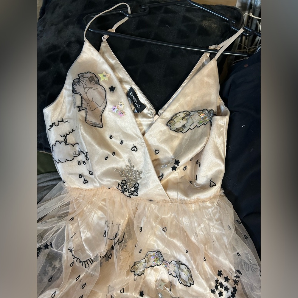 “To the moon -love dress” Light thigh high cream/ peach dress, never worn.